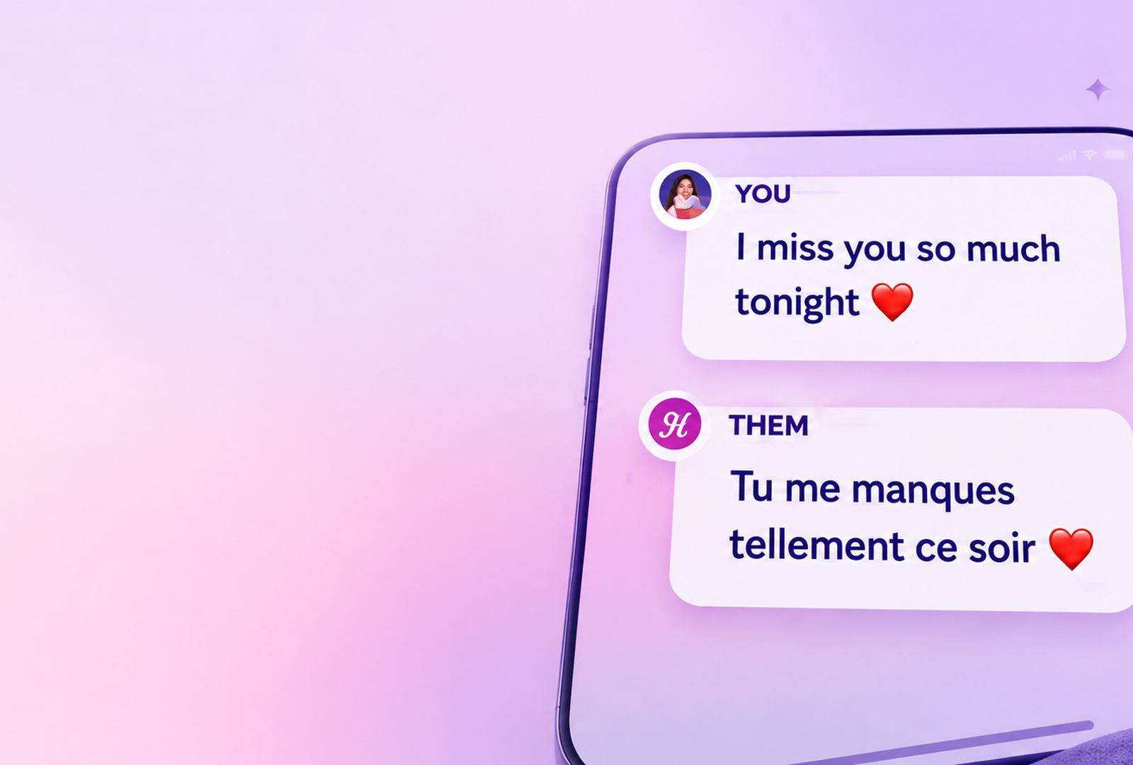 A phone showing a message and its translation